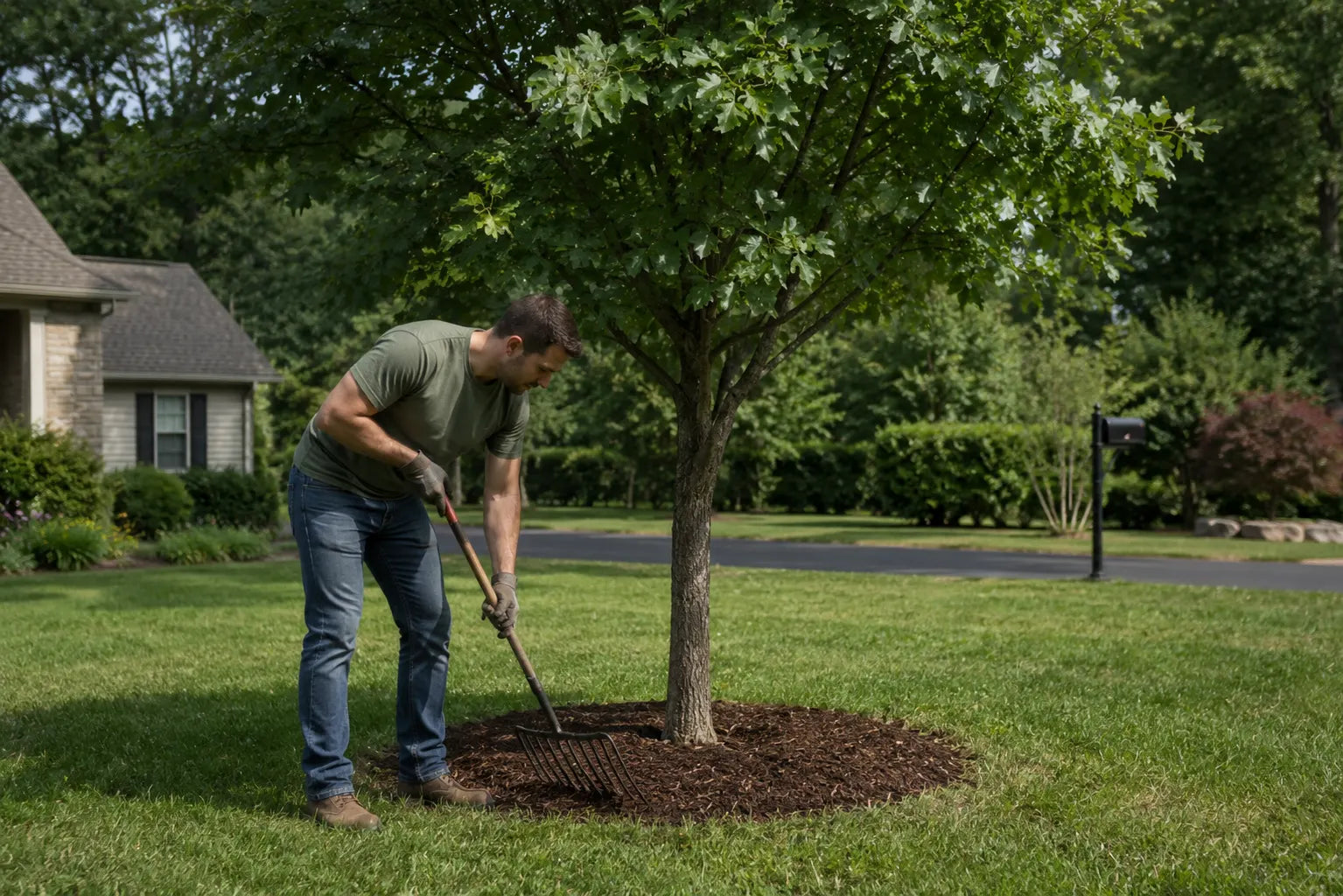 How to Mulch Around Trees the Right Way (and the One Mistake to Skip)