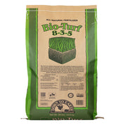 Down To Earth Bio-Turf 8-3-5 all-natural lawn fertilizer in 50 lb bag, OMRI listed.
