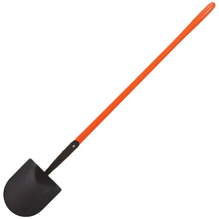 AM Leonard Caprock irrigation shovel with orange Tuff-Flex composite handle and forged steel blade.