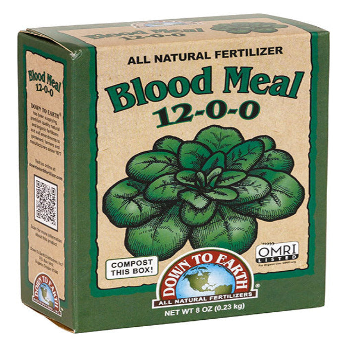 Down To Earth Blood Meal 12-0-0 all-natural fertilizer, 8 oz box, OMRI Listed
