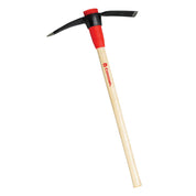 Corona pick mattock with 36-inch hickory handle, red ComfortGEL grip, and pick-and-adze head.