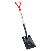 Corona Boron square point shovel with red D-grip and ash hardwood handle, full vertical view.