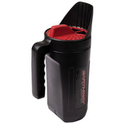 Earthshaker hand spreader front view with grip and red interior rotary dial.