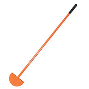 All-steel half-moon turf edger with 9-inch blade and long orange handle.