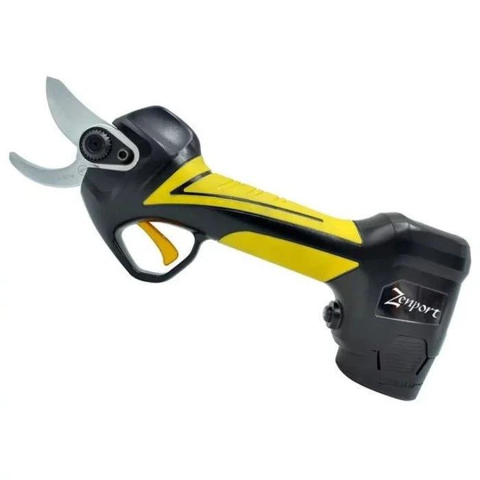 Zenport 16.8V cordless pruner, 35mm cut capacity, black and yellow.
