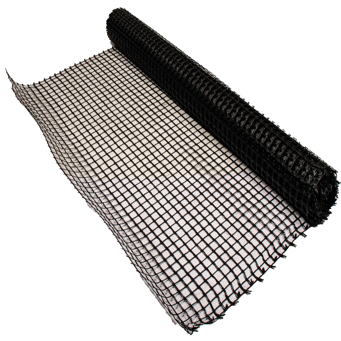 Biaxial GeoGrid 3K Series: Black geogrid roll, ideal for soil stabilization and reinforcement projects.
