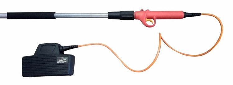 99.5-inch long-handled pruning tool with orange cord and black power base.
