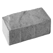 Gray concrete paving stone, rectangular shape, textured surface.
