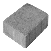 Gray concrete paving stone, rectangular shape.
