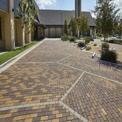 Eco-CityLock 5x10 - 80mm paving stones: Durable, attractive brown and tan brick pavers for commercial and residential driveways.

