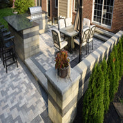 Stonegate Contemporary 3-Piece Wall Block: Enhance your outdoor space with this stylish and durable wall system.  Features a multi-tone color blend for a sophisticated look.
