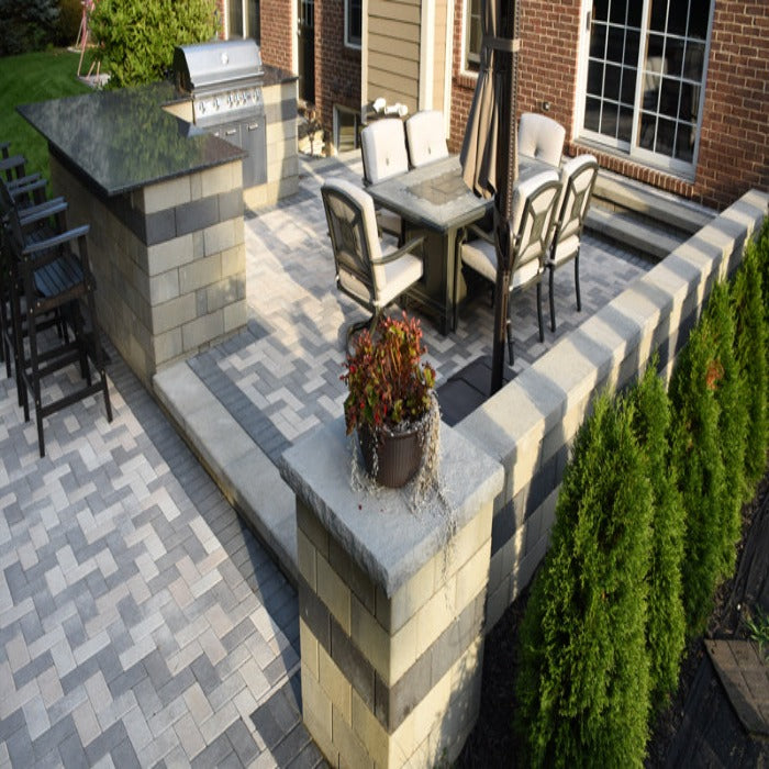 Stonegate Contemporary 3-Piece Wall Block: Enhance your outdoor space with this stylish and durable wall system.  Features a multi-tone color blend for a sophisticated look.
