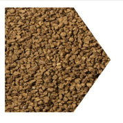 Brown granular fertilizer for gardens, close-up view.
