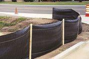 Black silt fence for erosion control during construction projects.
