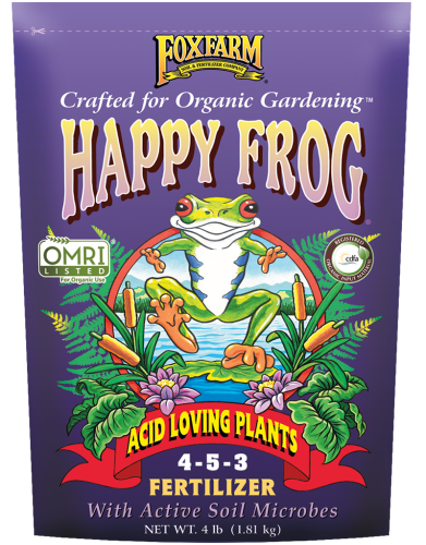 FoxFarm Happy Frog Acid Loving Plant Fertilizer, 4-5-3, 4 lb bag, OMRI Listed, with active soil microbes
