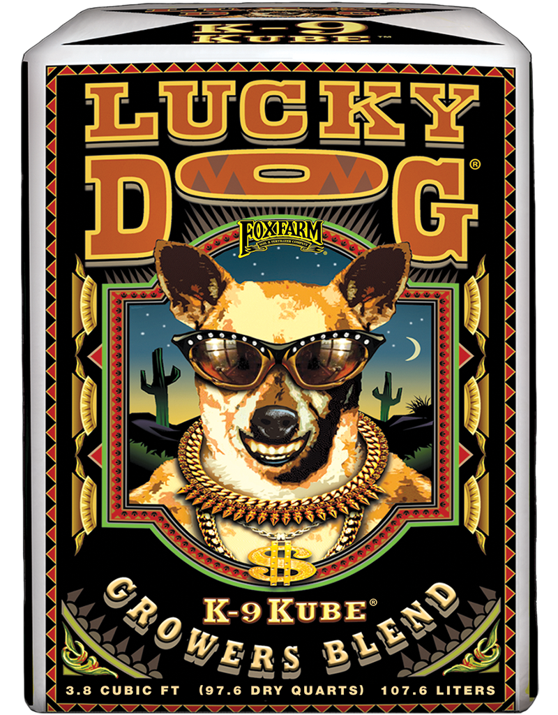 Lucky Dog K9 Kube Growers Blend: 3.8 cubic ft (97.6 dry quarts) 107.6 liters FoxFarm soil.

