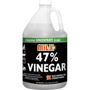 MIL-X 47 percent Vinegar Industrial Concentrate in a 1 gallon white jug, labeled 9X more powerful than standard vinegar.