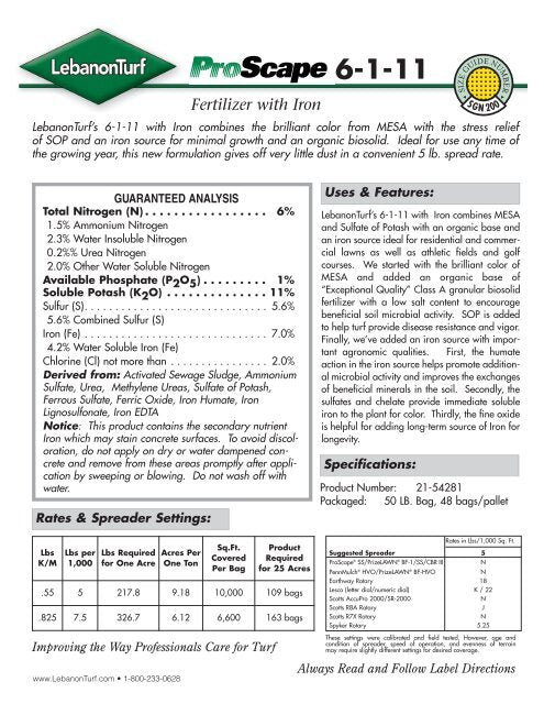 ProScape 6-1-11 75% MESA SOP 7% Fe — granular fertilizer.