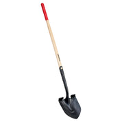 Corona Boron round point shovel with red anti-slip grip top, ash hardwood handle, and black steel blade.