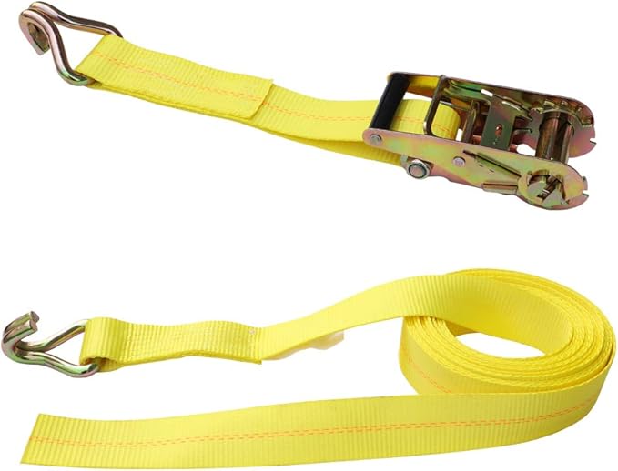 Yellow 2" Ratchet Strap with Heavy-Duty Metal Buckle for Secure Cargo Tie-Down
