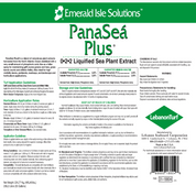 Liquified sea plant extract label, 0-2-2 formula, details application guidelines and safety precautions.
