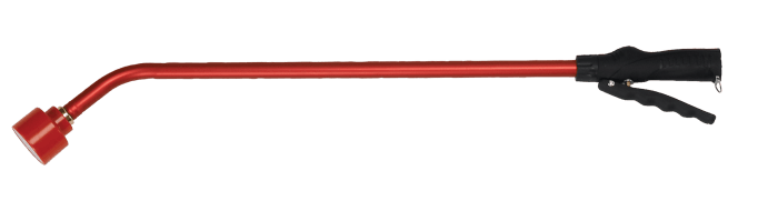 Dramm 30 Inch Touch 'n Flow Pro Rain Wand: Red aluminum, 30" watering wand with adjustable nozzle for effortless garden watering.
