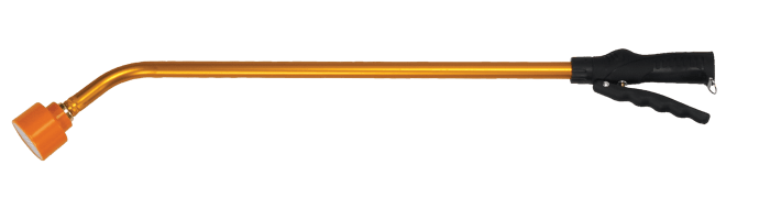 Thirty-inch gold-toned aluminum watering wand with orange nozzle and ergonomic grip.
