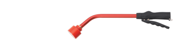Dramm 16 Inch Touch N Flow Rain Wand: Red aluminum wand with ergonomic grip for easy watering.
