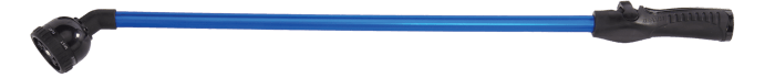 Blue 30-inch watering wand with adjustable nozzle for precise garden watering.

