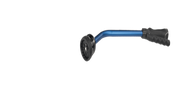 Blue metal watering wand with ergonomic grip and adjustable spray head.
