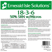 Liquid fertilizer label; 18-3-6 blend with micros, 50% slow release nitrogen.
