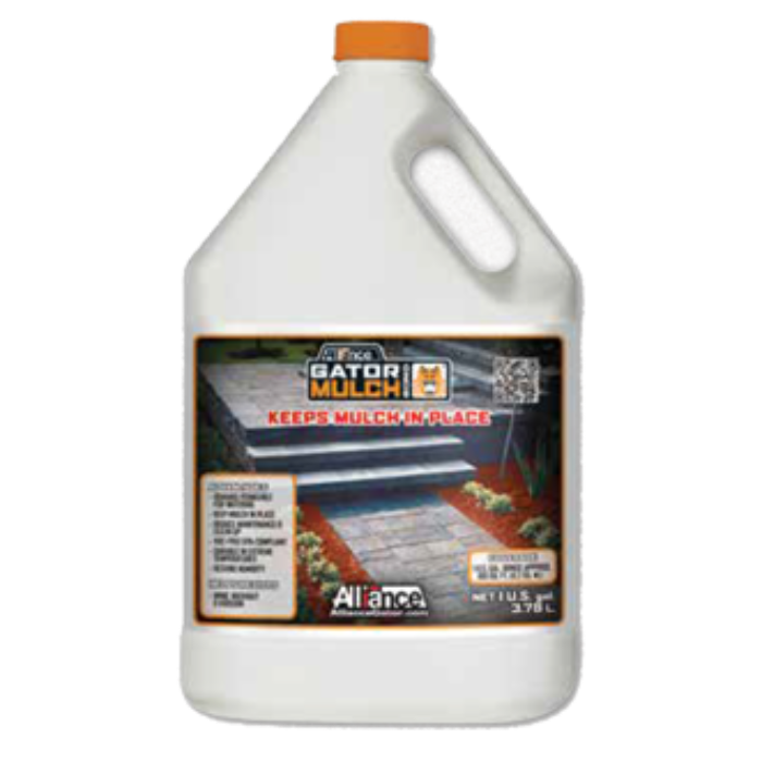 Gator Mulch Bond: 3.78L jug of mulch adhesive keeps mulch in place, preventing washout and erosion.
