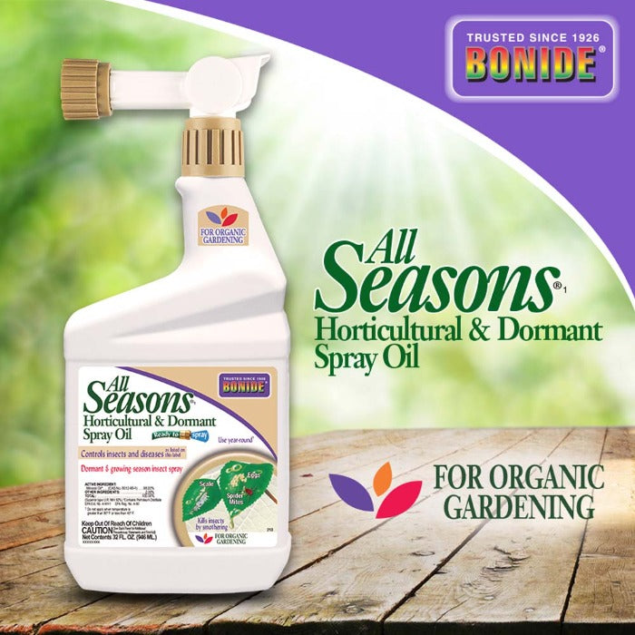 Bonide All Seasons Horticultural & Dormant Spray Oil: Ready-to-spray, controls insects & diseases year-round, for organic gardening.
