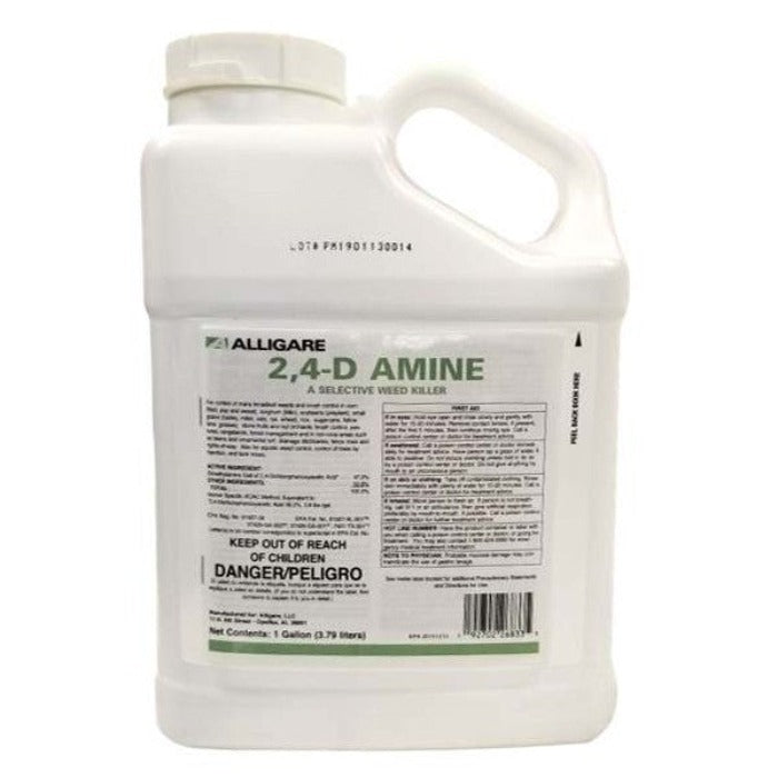 Alligare 2,4-D Amine: 1-gallon jug of selective weed killer.
