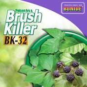 Product label showcasing BK-32 Brush Killer concentrate, effective against poison ivy and other unwanted plants.
