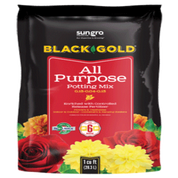 Sungro Black Gold All-Purpose Potting Mix, 1.5 cu ft bag: enriched with controlled-release fertilizer for flowers & vegetables, indoor & outdoor use.
