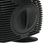 Black magnetic drive pond pump with ribbed casing and flow control dial.
