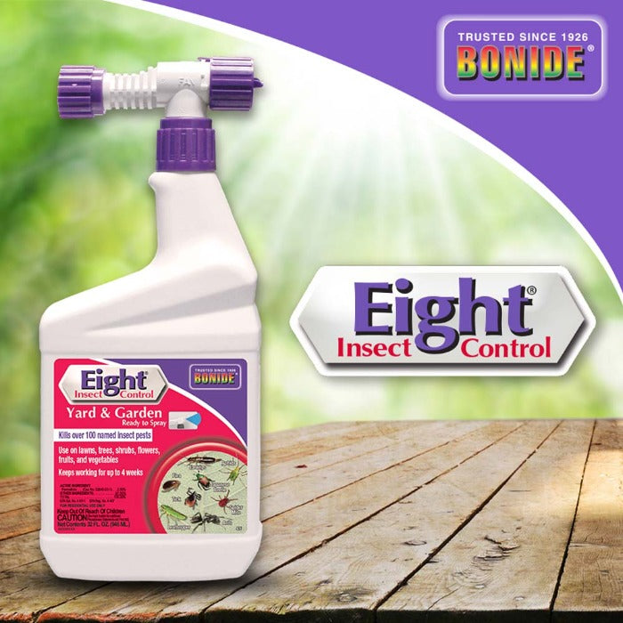 Bonide Eight Yard & Garden Insect Control: Ready-to-spray formula kills over 100 pests on lawns, trees, & more.  Lasts up to 4 weeks.
