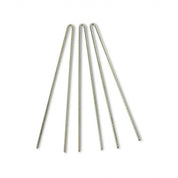 Four galvanized steel edging pins, 10 inches long, arranged on a white background.
