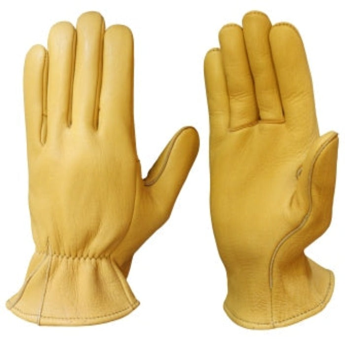 Churchill Elk Skin Leather Gloves - Unlined: Durable, unlined, tan deerskin work gloves.
