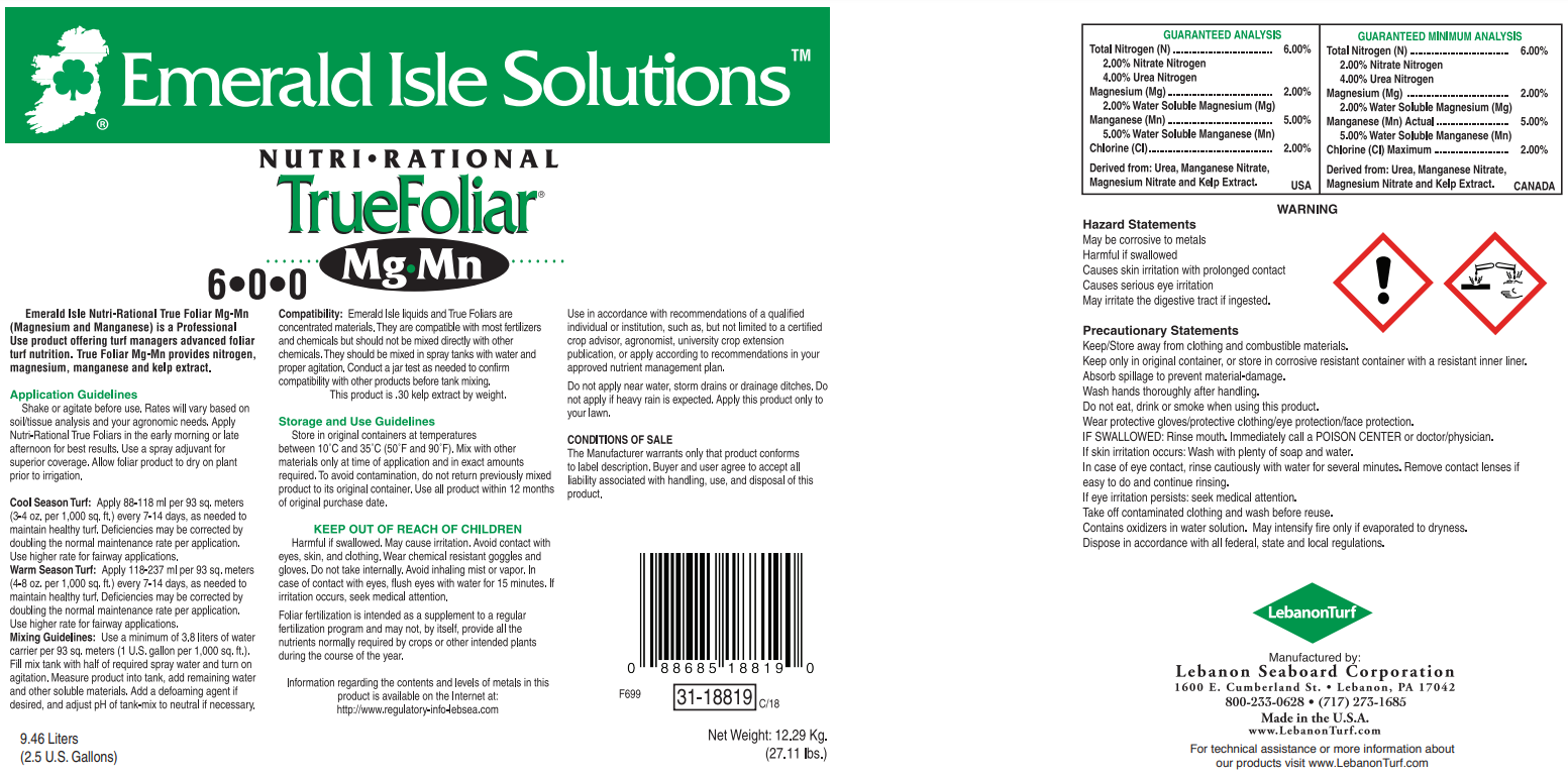 6-0-0 liquid foliar fertilizer label; magnesium, manganese, and kelp extract.

