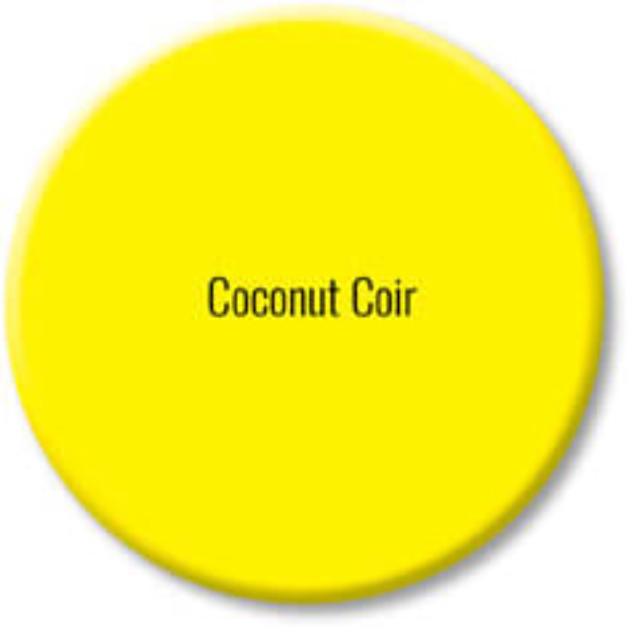 Bright yellow circle with "Coconut Coir" label
