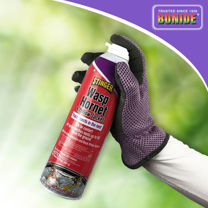 Bonide Stinger Wasp & Hornet Foam: Kills wasps, hornets, yellow jackets; 15 oz can; pinpoint accurate foam spray.
