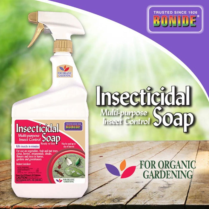 Bonide Insecticidal Soap, ready-to-use multi-purpose insect control for organic gardening.
