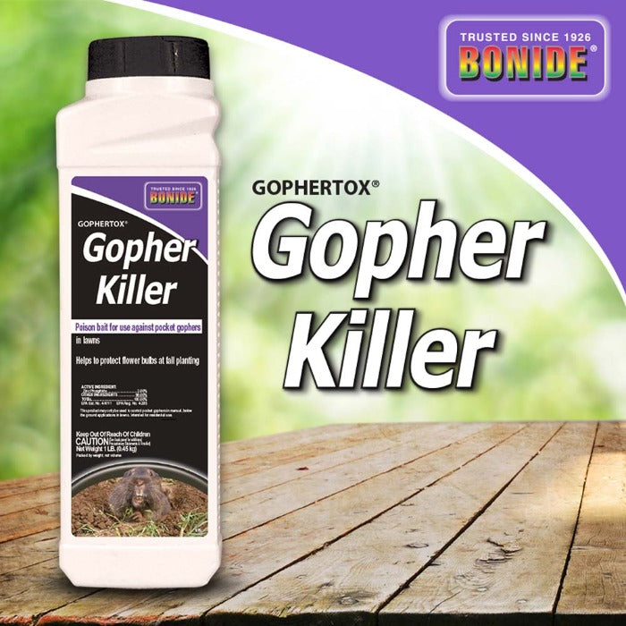 Bonide Gophertox Gopher Killer: Poison bait for pocket gophers, protects flower bulbs.
