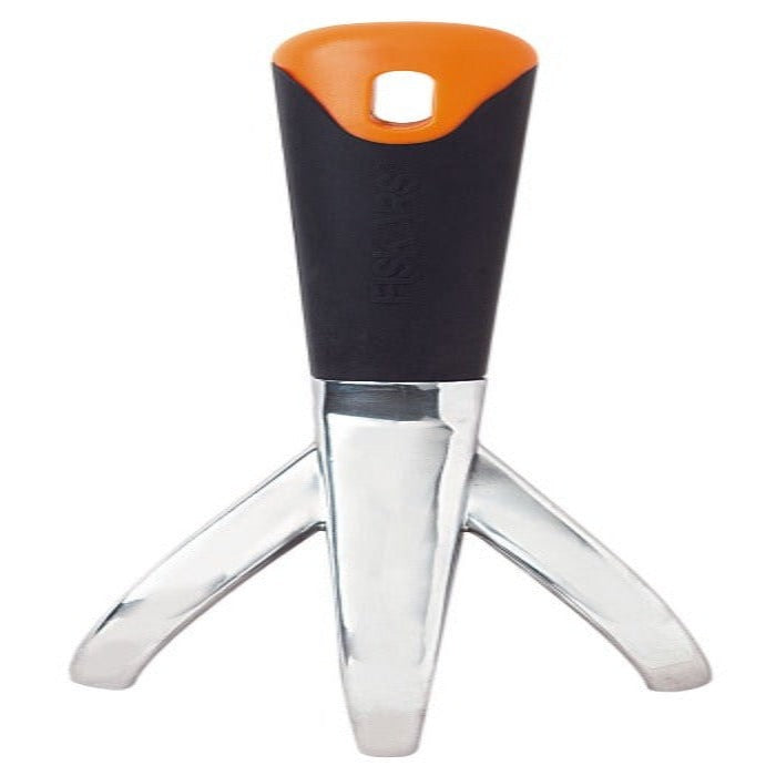 Fiskars Big Grip Hand Cultivator: durable stainless steel, ergonomic black & orange handle for comfortable weeding.
