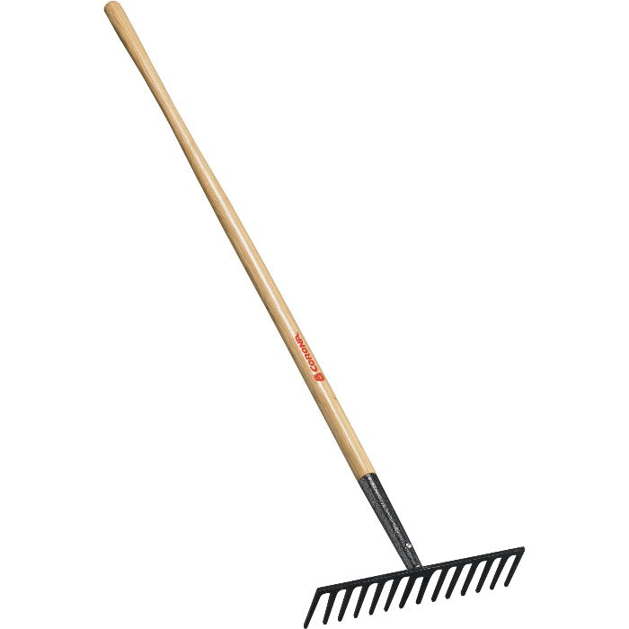 Corona Level Head Rake, 16-inch head, wood handle, steel tines
