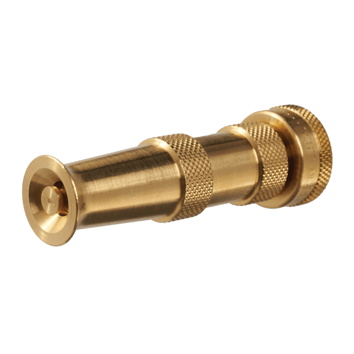 Dramm Heavy Duty Brass Adjustable Hose Nozzle: Durable brass construction, adjustable spray patterns for versatile watering.
