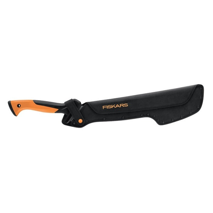29-inch machete with black sheath and orange handle
