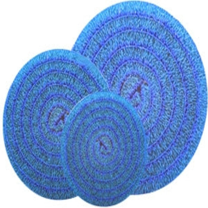 Matala Filter Round blue replacement filter media; three sizes shown.
